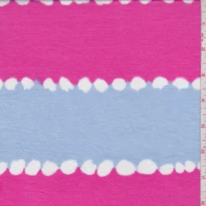 3 5/8 YD PC-Hot Pink/Periwinkle Batik Stripe Jersey Knit Fabric