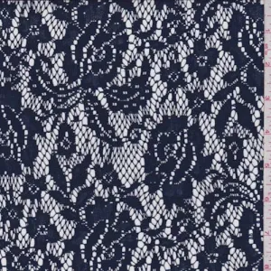 3 YD PC-Navy Blue Floral Lace Fabric
