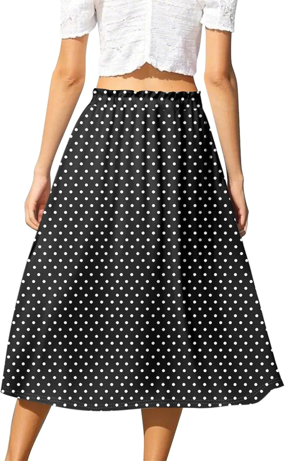 ADHOWBEW Long Skirts for Women A Line Midi Length Ruffle Plus Size Trendy High Waisted Cute Casual Flowy Beach Spring Skirts