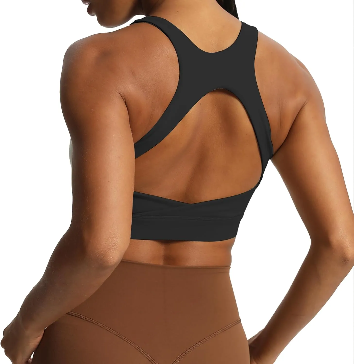 Aoxjox Women's Workout Sports Bras High Impact Fitness Backless Padded Training Gym Khloe Bra Yoga Crop Tank Top