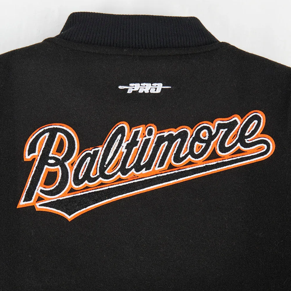 BALTIMORE ORIOLES CLASSIC LITTLE BOYS WOOL VARSITY JACKET (BLACK/WHITE)
