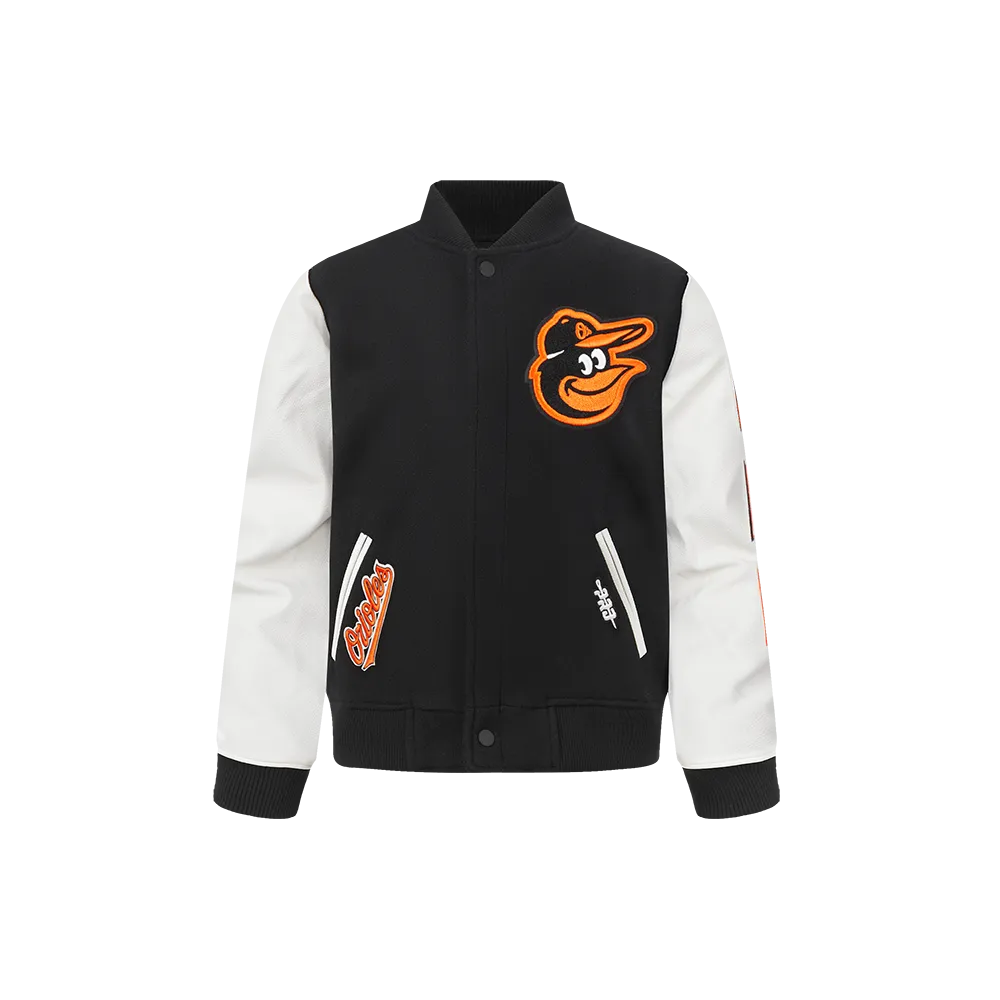 BALTIMORE ORIOLES CLASSIC LITTLE BOYS WOOL VARSITY JACKET (BLACK/WHITE)