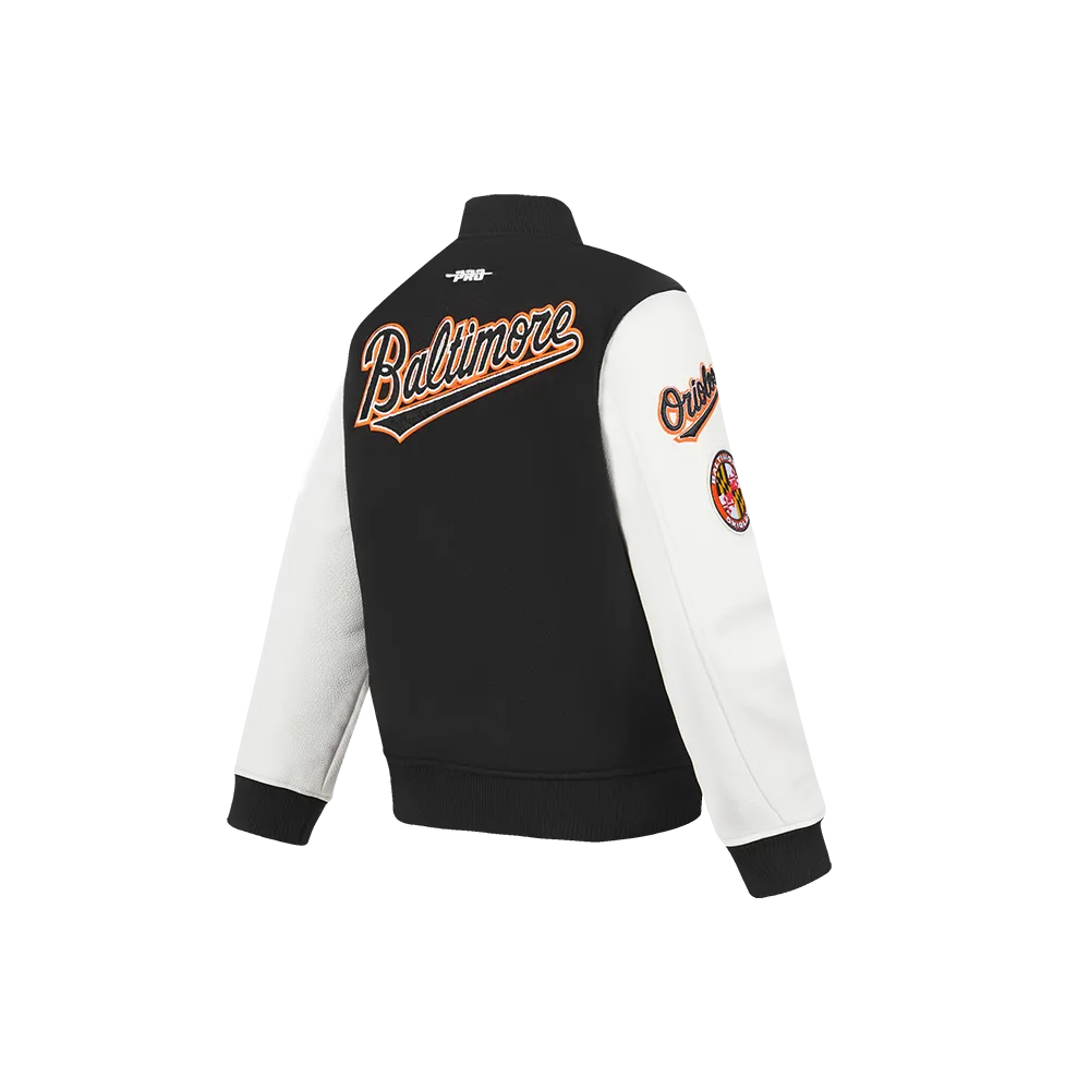 BALTIMORE ORIOLES CLASSIC LITTLE BOYS WOOL VARSITY JACKET (BLACK/WHITE)