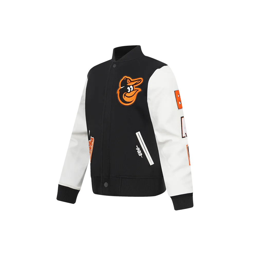 BALTIMORE ORIOLES CLASSIC LITTLE BOYS WOOL VARSITY JACKET (BLACK/WHITE)