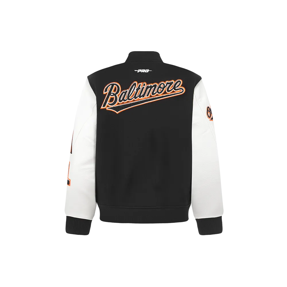 BALTIMORE ORIOLES CLASSIC LITTLE BOYS WOOL VARSITY JACKET (BLACK/WHITE)