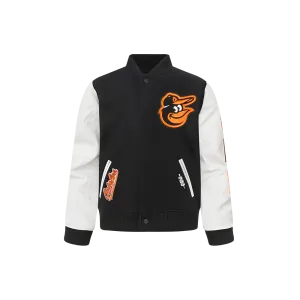 BALTIMORE ORIOLES CLASSIC LITTLE BOYS WOOL VARSITY JACKET (BLACK/WHITE)