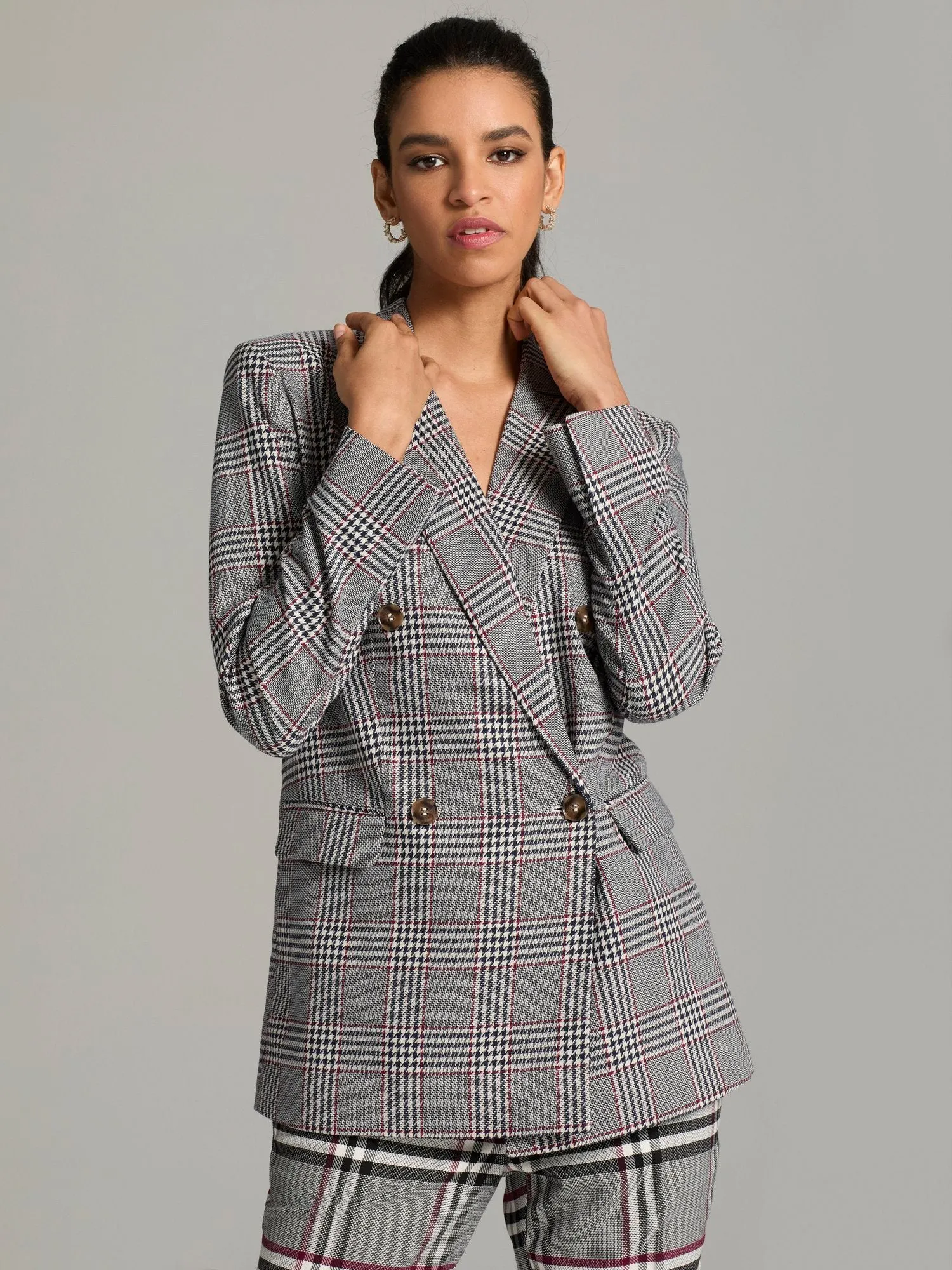 Bellamy Double Breasted Plaid Blazer
