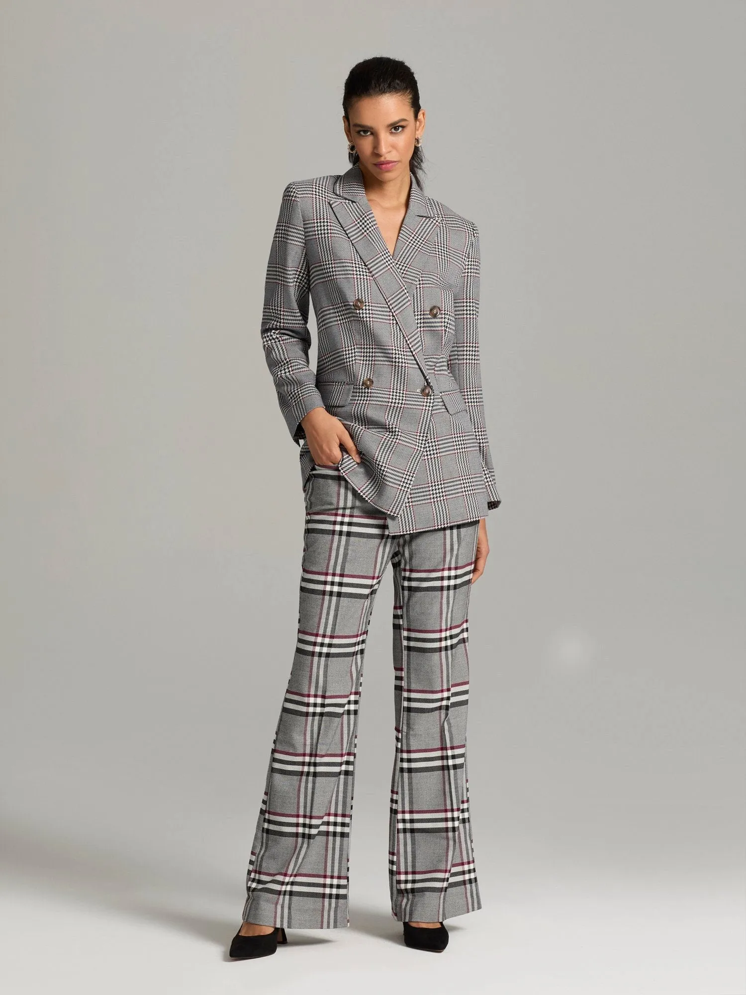 Bellamy Double Breasted Plaid Blazer