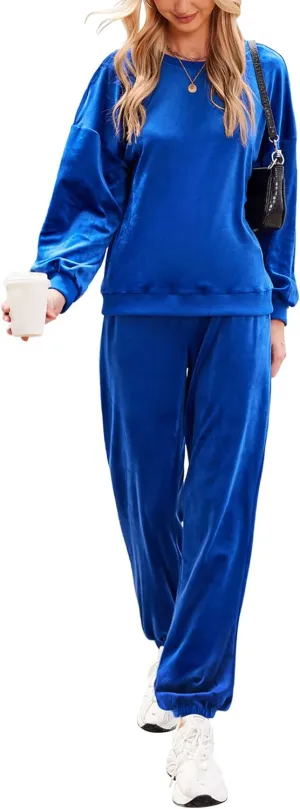 Beyove Women Velour Sweatsuits 2 Piece Tracksuit Sets with Pockets Sweatshirt & Sweatpants Leisure Jogger Outfits S-XXL