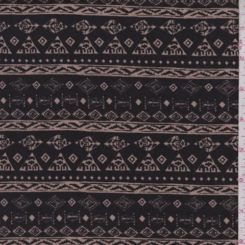 Black/Cocoa Aztec Stripe Jersey Knit Fabric
