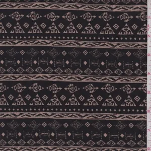 Black/Cocoa Aztec Stripe Jersey Knit Fabric