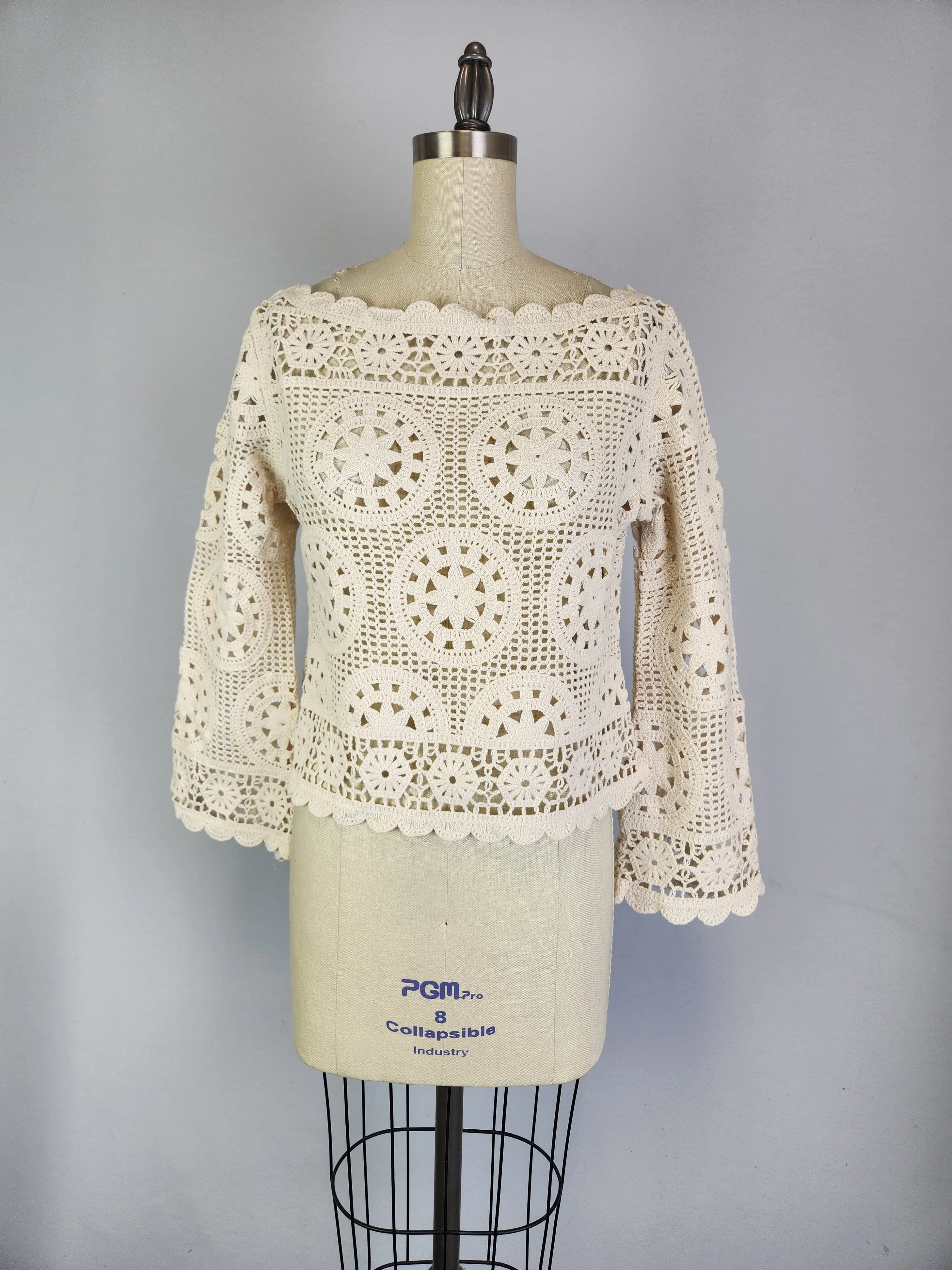 Boatneck Crochet Sweater (D3010) Beigh