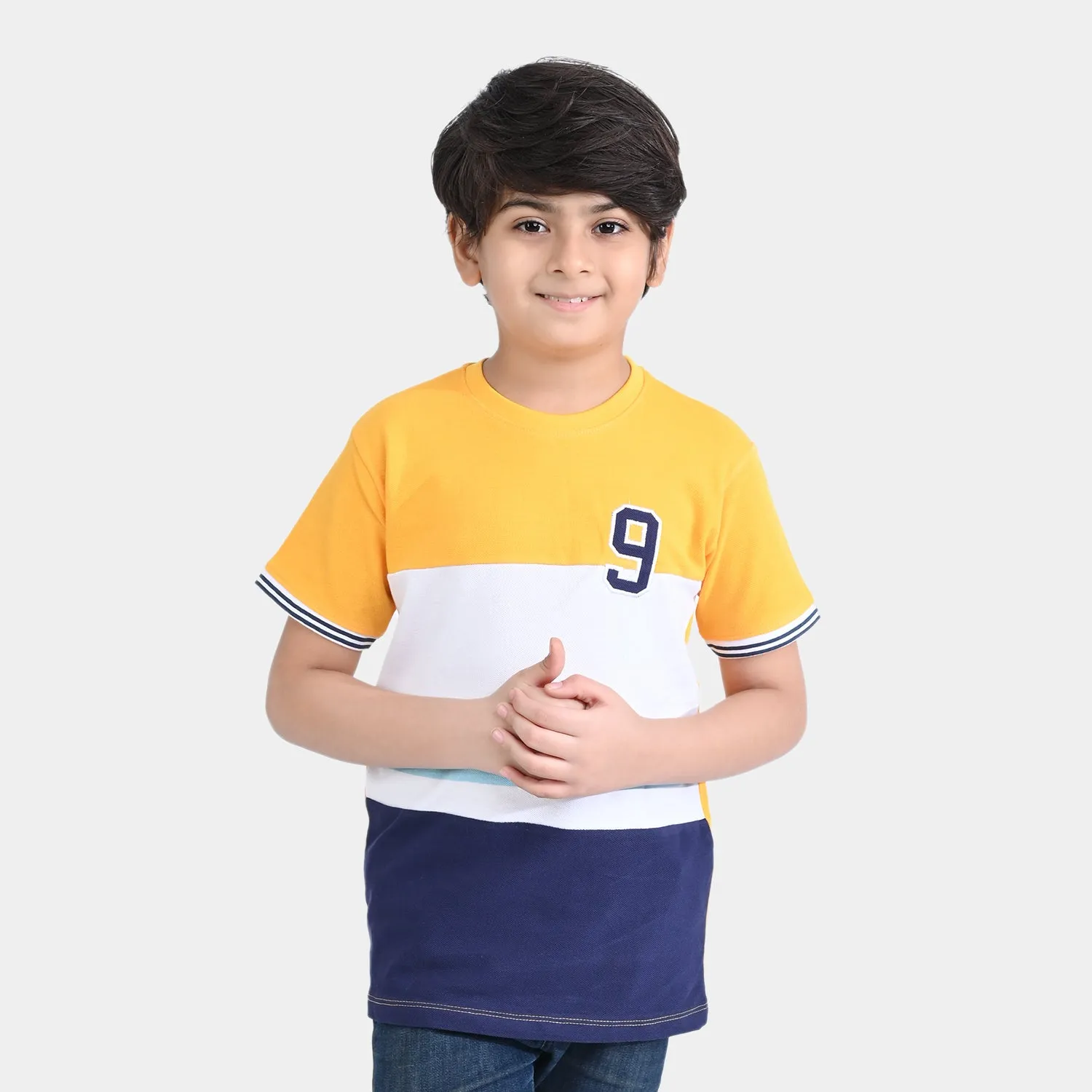 Boys Cotton PK T-Shirt H/S Cut N Sew-Citrus