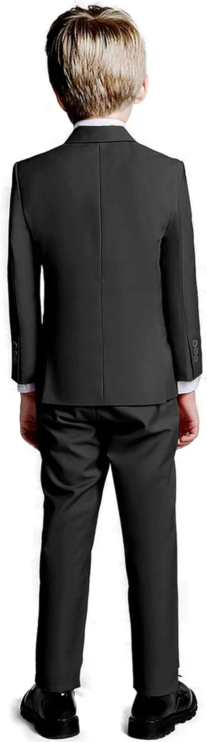 Boys Suit 5 Piece Kids Party Tuxedo Blazer Vest and Pants Set with Tie for Boy Formal