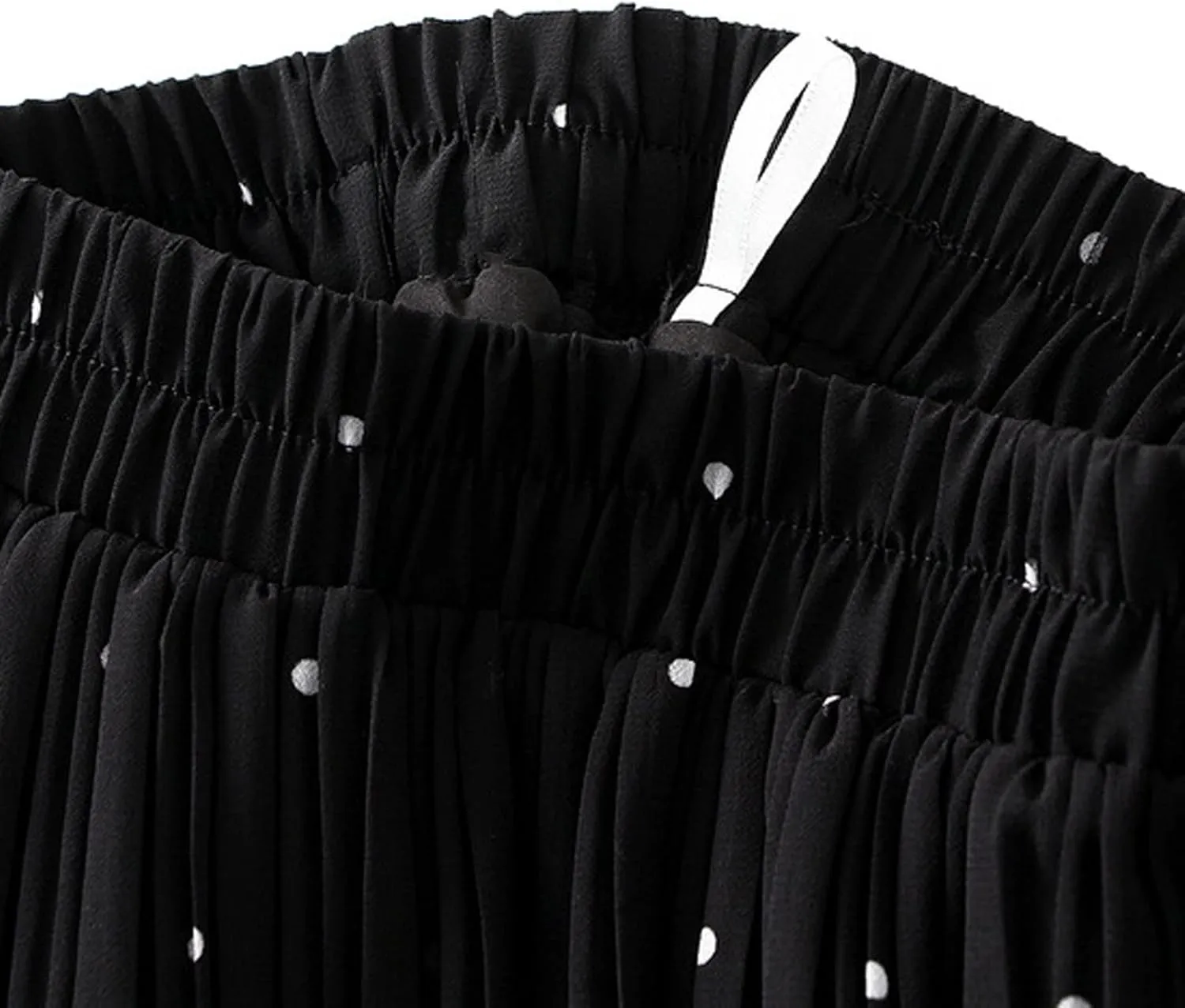 BTDECLAR Polka Dot Chiffon Skirts for Women Trendy Casual Bohemia Summer Pleated Skirt Elastic Waist Swing A-Line Midi Skirts