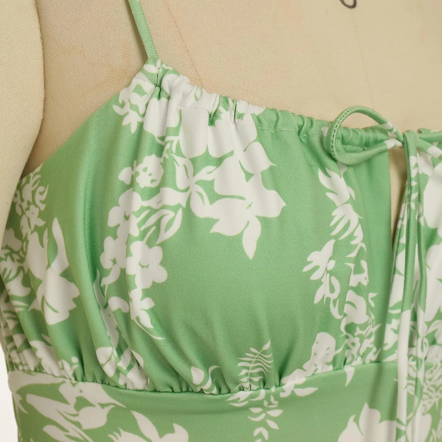 Bustier Dress for Women Boho Floral Corset Casual Sundress Spaghetti Strap Maxi Dress Summer Beach Party Midi Dresses