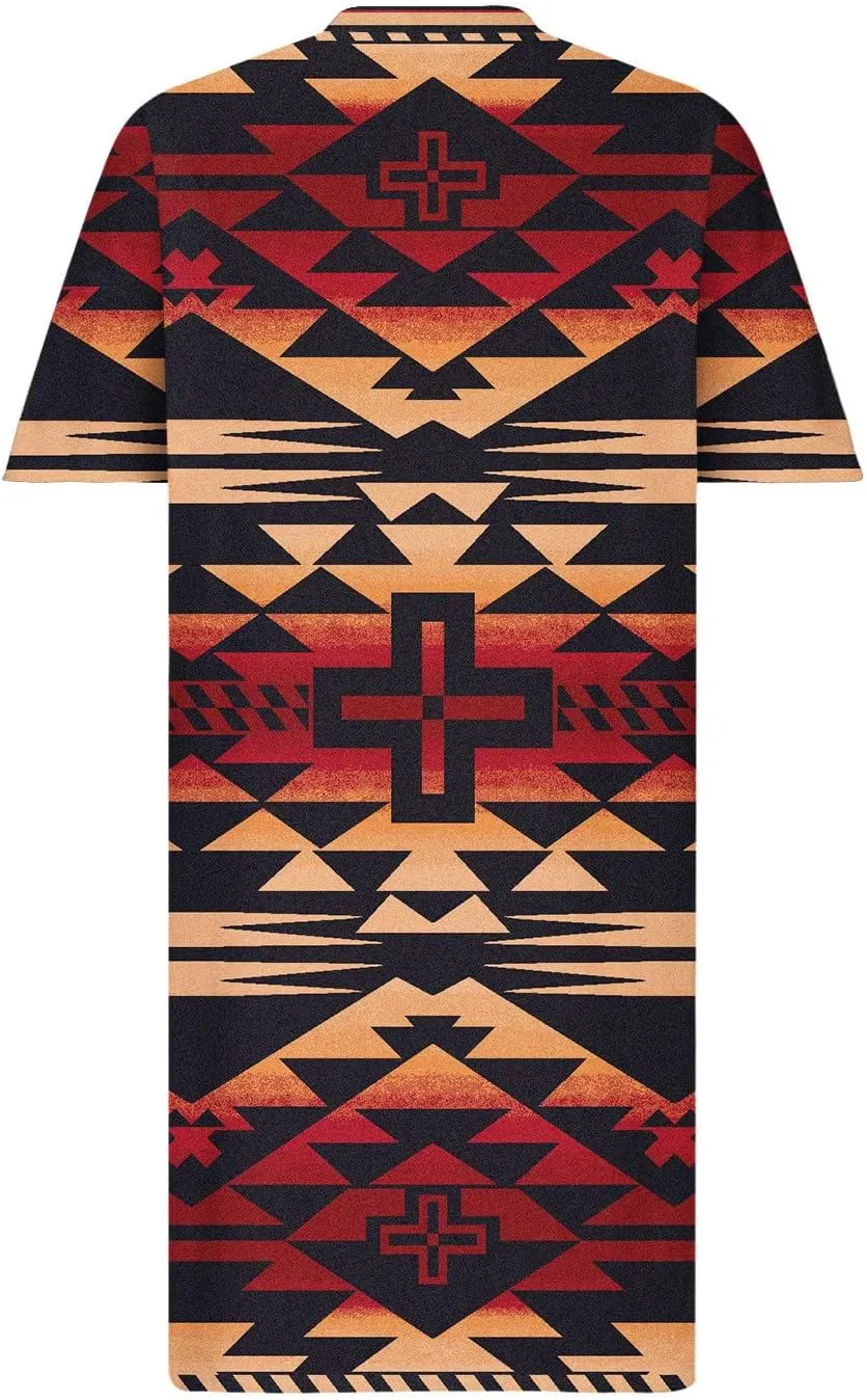 Ceboyel Women Plus Size Summer Dress Aztec Tshirt Dress Short Sleeve Western Dresses Trendy Beach Outfits with Pockets 2023