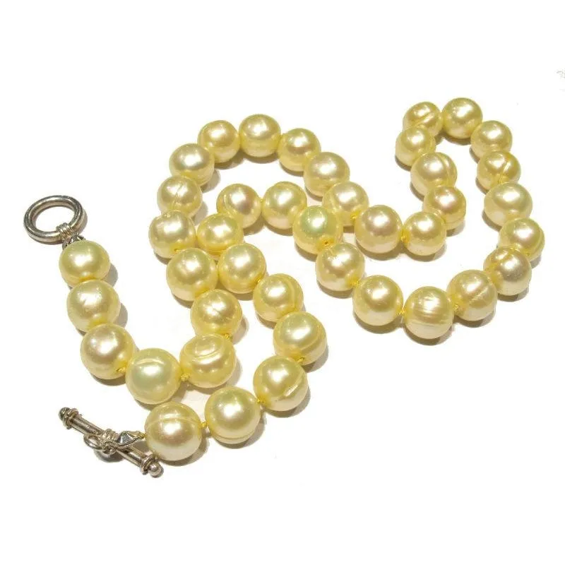 Champagne Fresh Water Pearl Necklace with Sterling Silver Toggle Clasp