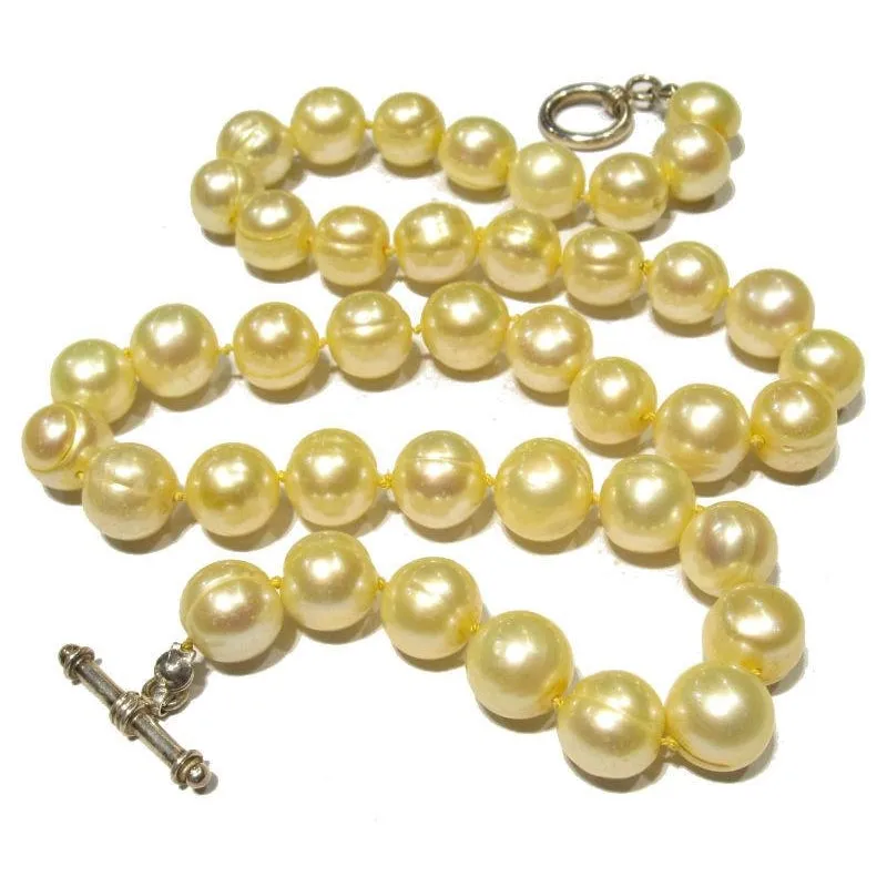 Champagne Fresh Water Pearl Necklace with Sterling Silver Toggle Clasp