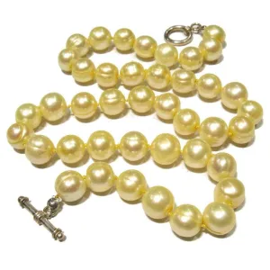 Champagne Fresh Water Pearl Necklace with Sterling Silver Toggle Clasp