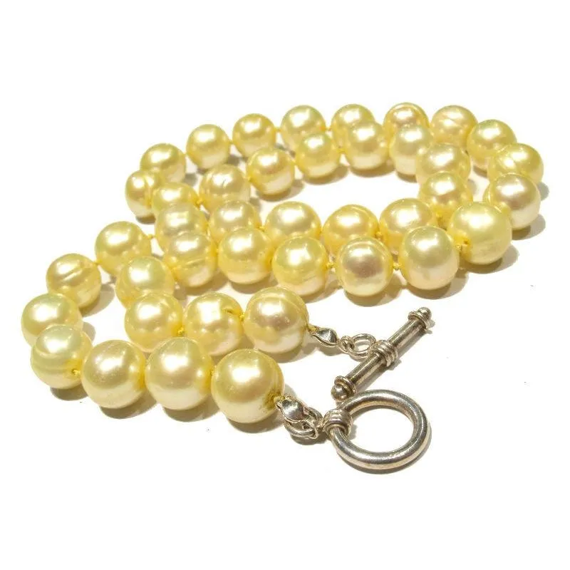 Champagne Fresh Water Pearl Necklace with Sterling Silver Toggle Clasp