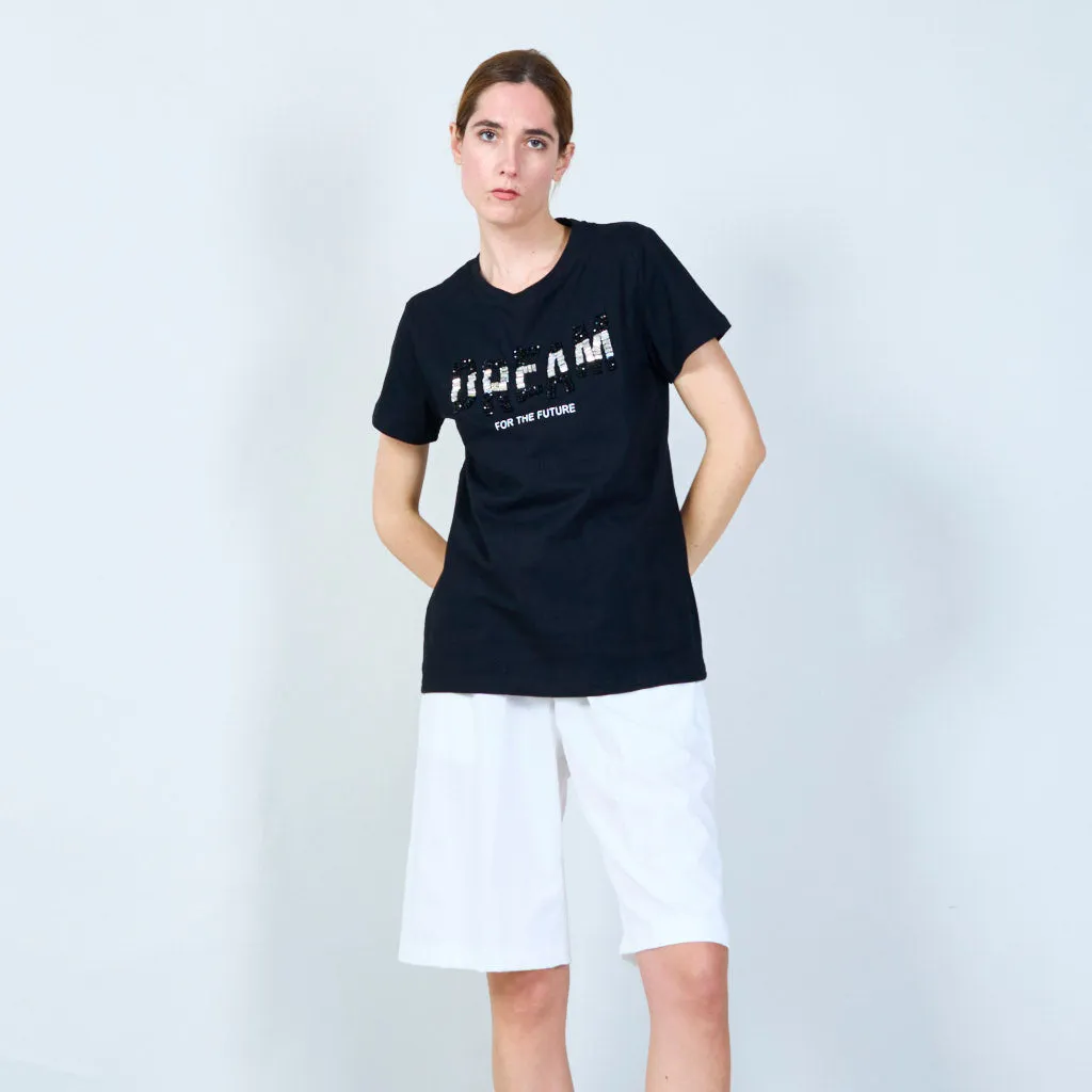 Classic t-shirt with embellished "DREAM" text wholesale