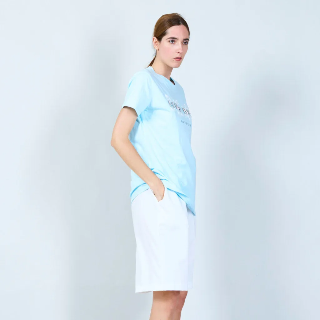 Classic t-shirt with embellished "DREAM" text wholesale