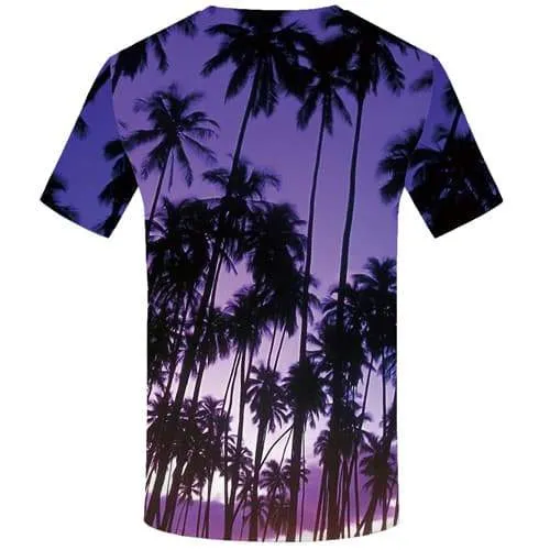 Coconut Tree T-shirt Men Harajuku Tshirt Printed Leaf Tshirt Anime Purple T-shirts Graphic Rock Shirt Print Short Sleeve