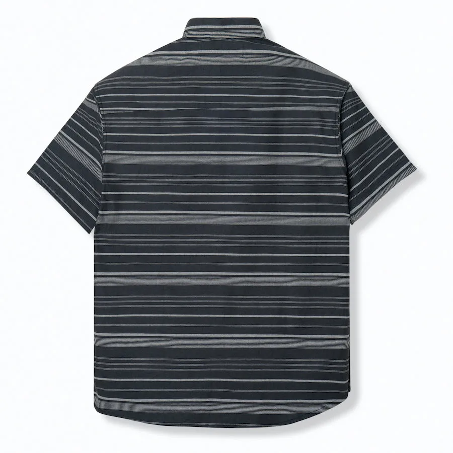Day to day Linen Camp Collar - Black White Stripes