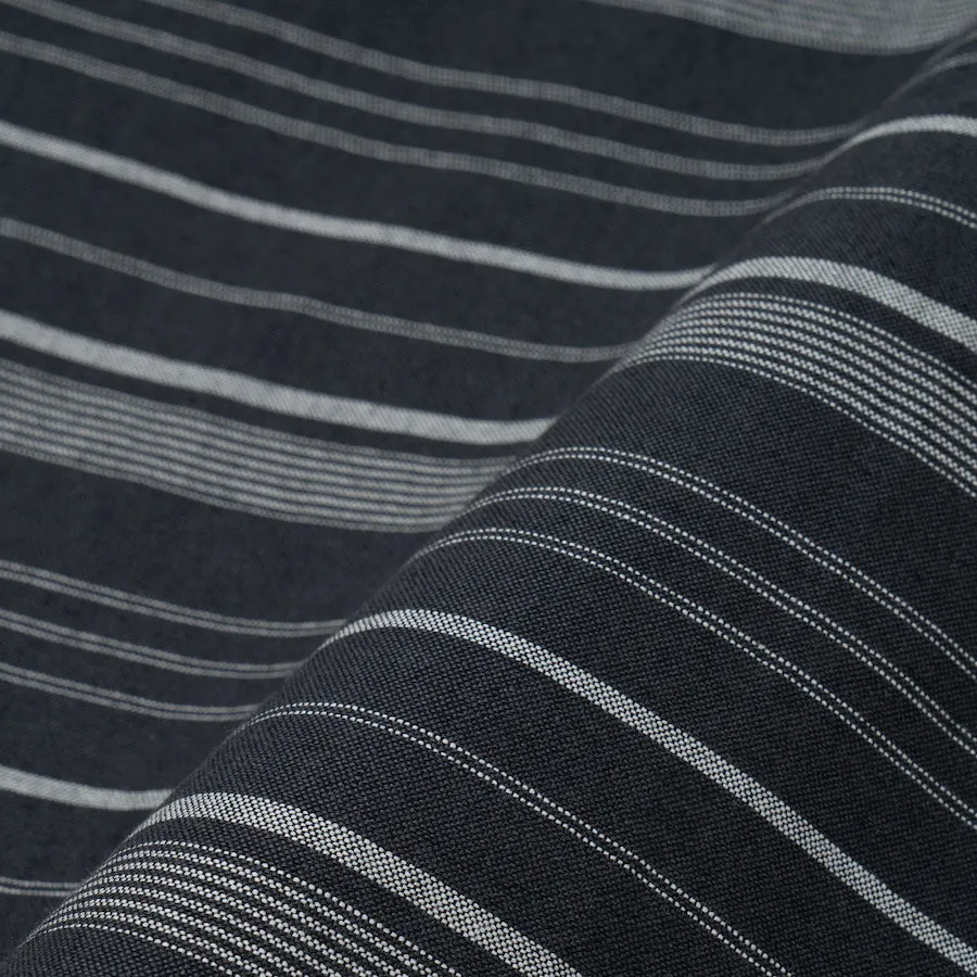 Day to day Linen Camp Collar - Black White Stripes