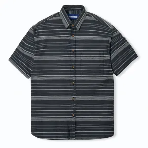 Day to day Linen Camp Collar - Black White Stripes