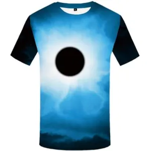 Galaxy T-shirt Men Moon T shirts Funny Blue T-shirts 3d Space Tshirts Cool Black Hole Tshirts Novelty Short Sleeve Punk Rock