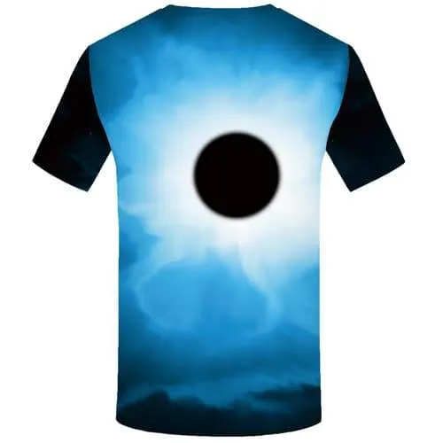 Galaxy T-shirt Men Moon T shirts Funny Blue T-shirts 3d Space Tshirts Cool Black Hole Tshirts Novelty Short Sleeve Punk Rock