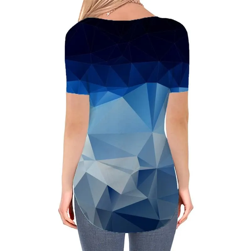 Geometric T Shirt Women Psychedelic T-shirts 3d Vortex Funny T shirts Square V-neck Tshirt