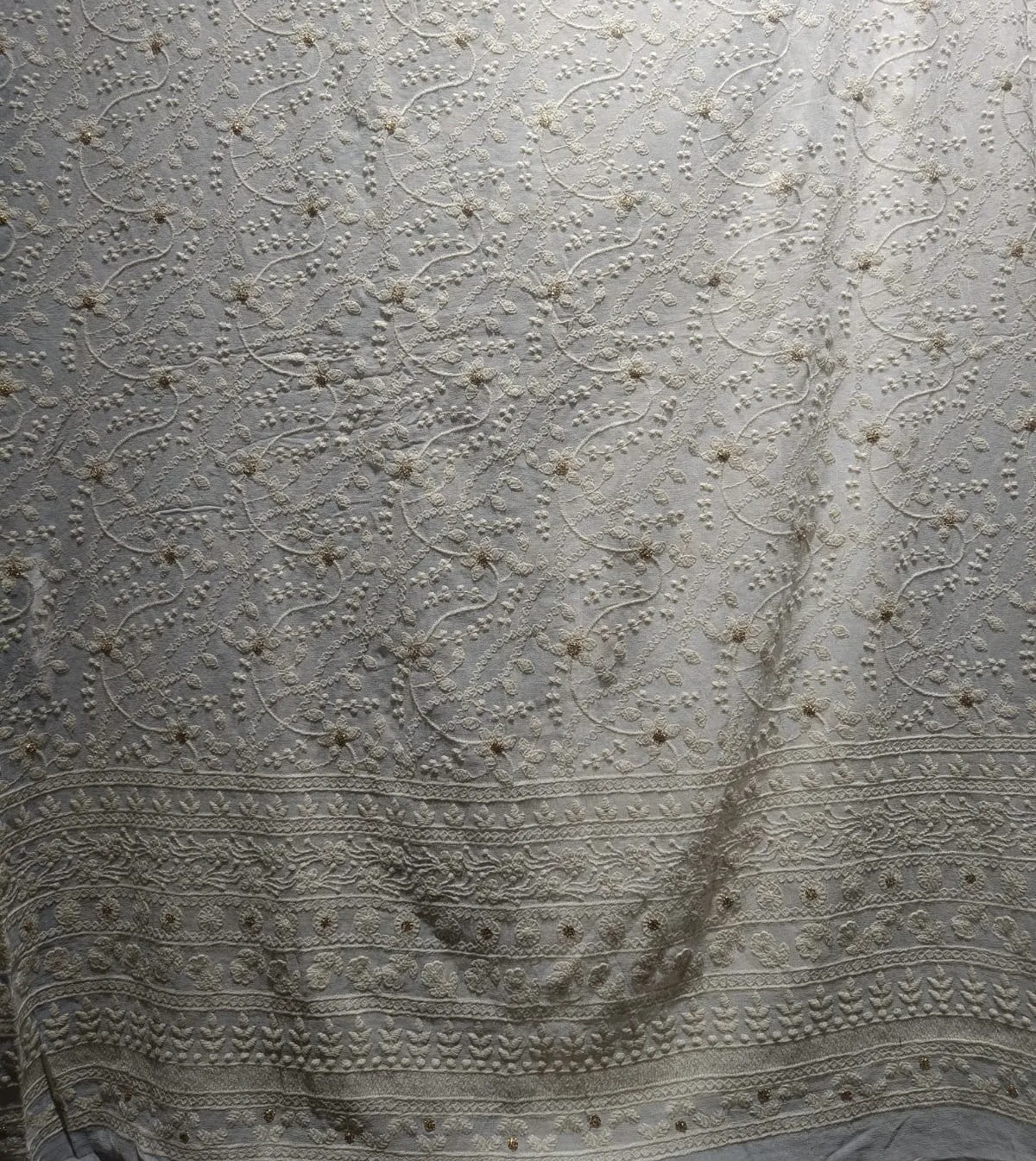GEORGETTE EMBROIDERY WITH SEQUENCE WORK AND BORDER 44"~wide;