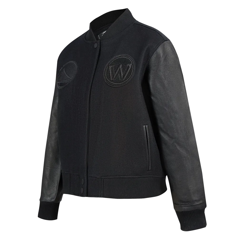 GOLDEN STATE WARRIORS TRIPLE BLACK WOMEN'S WOOL VARSITY JACKET (TRIPLE BLACK WOMEN'S)