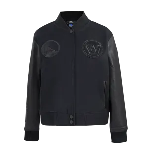GOLDEN STATE WARRIORS TRIPLE BLACK WOMEN'S WOOL VARSITY JACKET (TRIPLE BLACK WOMEN'S)