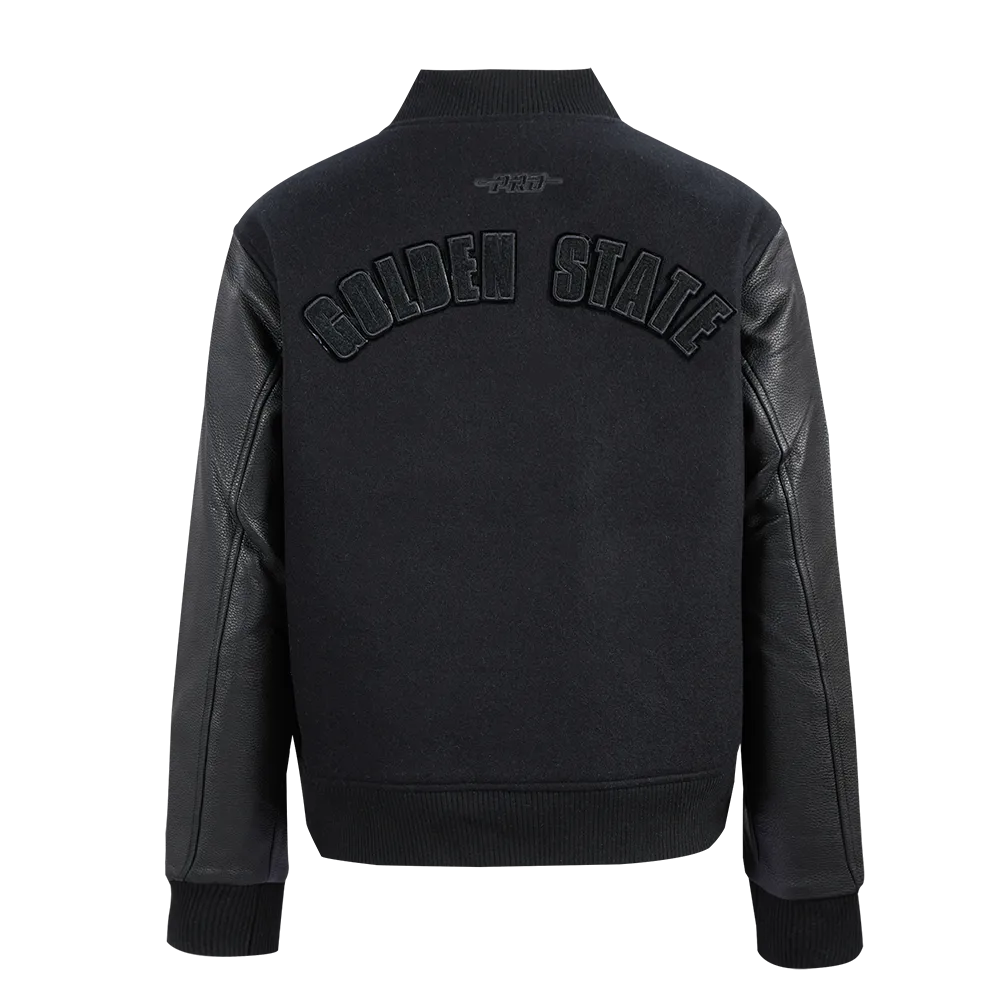 GOLDEN STATE WARRIORS TRIPLE BLACK WOMEN'S WOOL VARSITY JACKET (TRIPLE BLACK WOMEN'S)