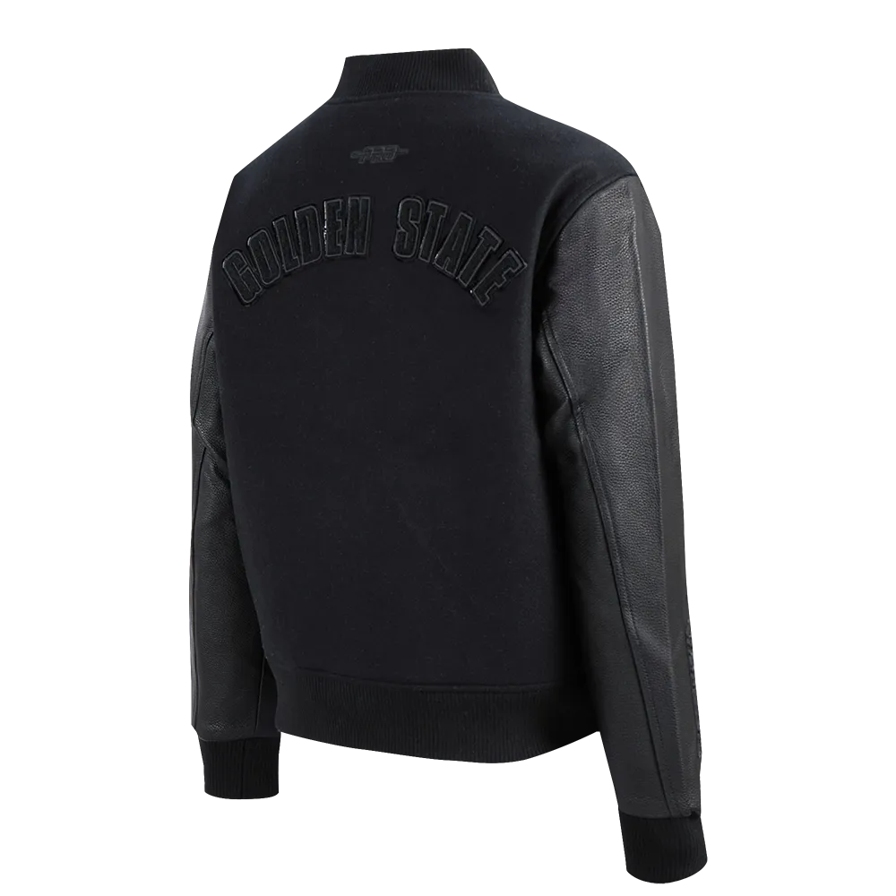 GOLDEN STATE WARRIORS TRIPLE BLACK WOMEN'S WOOL VARSITY JACKET (TRIPLE BLACK WOMEN'S)