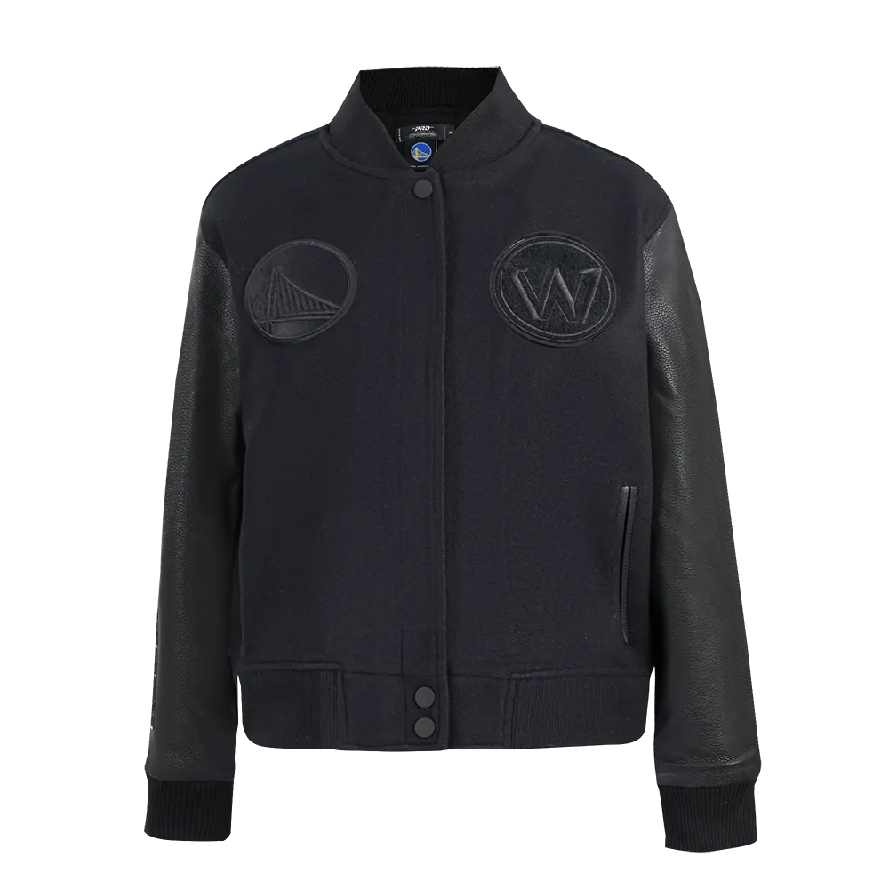 GOLDEN STATE WARRIORS TRIPLE BLACK WOMEN'S WOOL VARSITY JACKET (TRIPLE BLACK WOMEN'S)