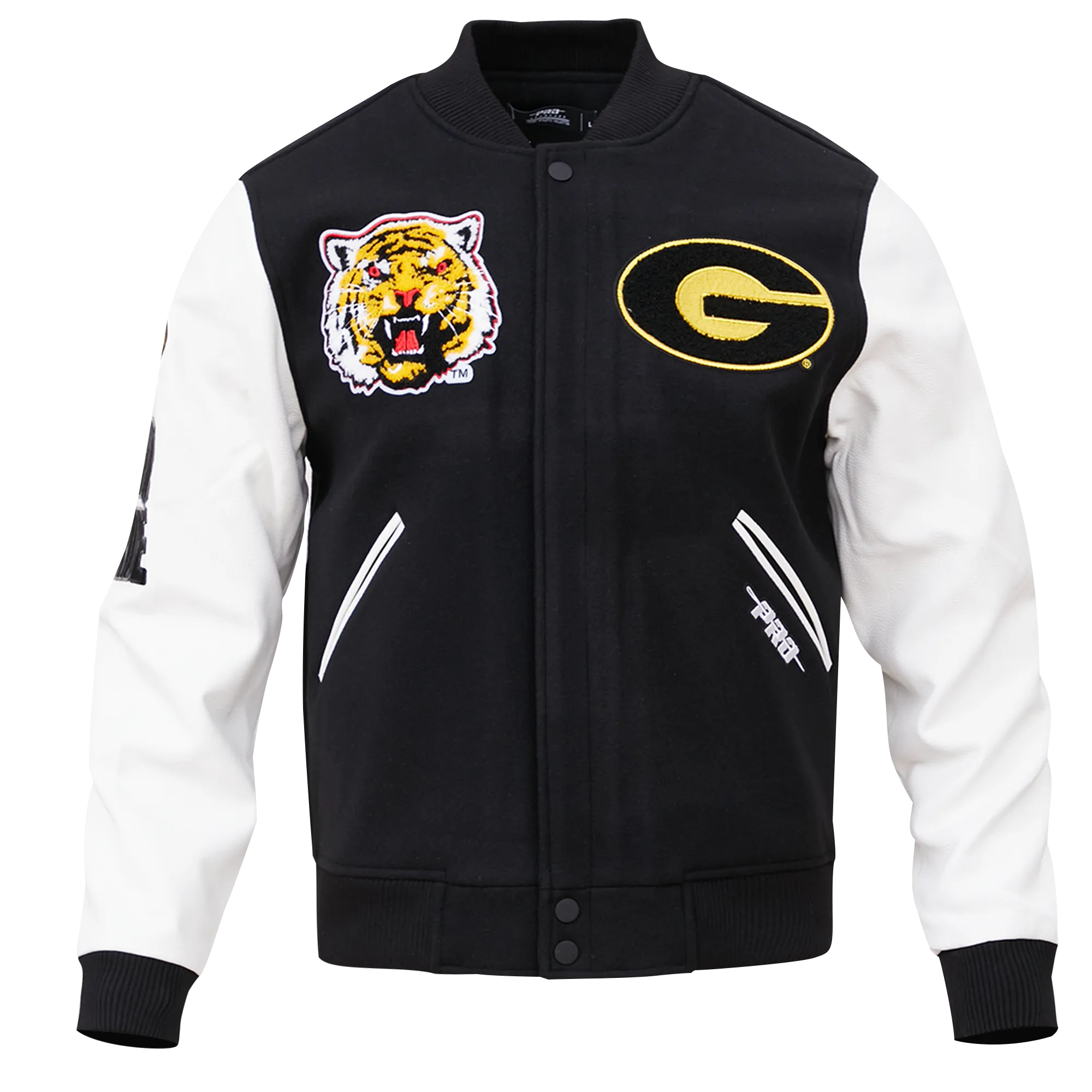 GRAMBLING STATE UNIVERSITY CLASSIC WOOL VARSITY JACKET (BLACK/WHITE)