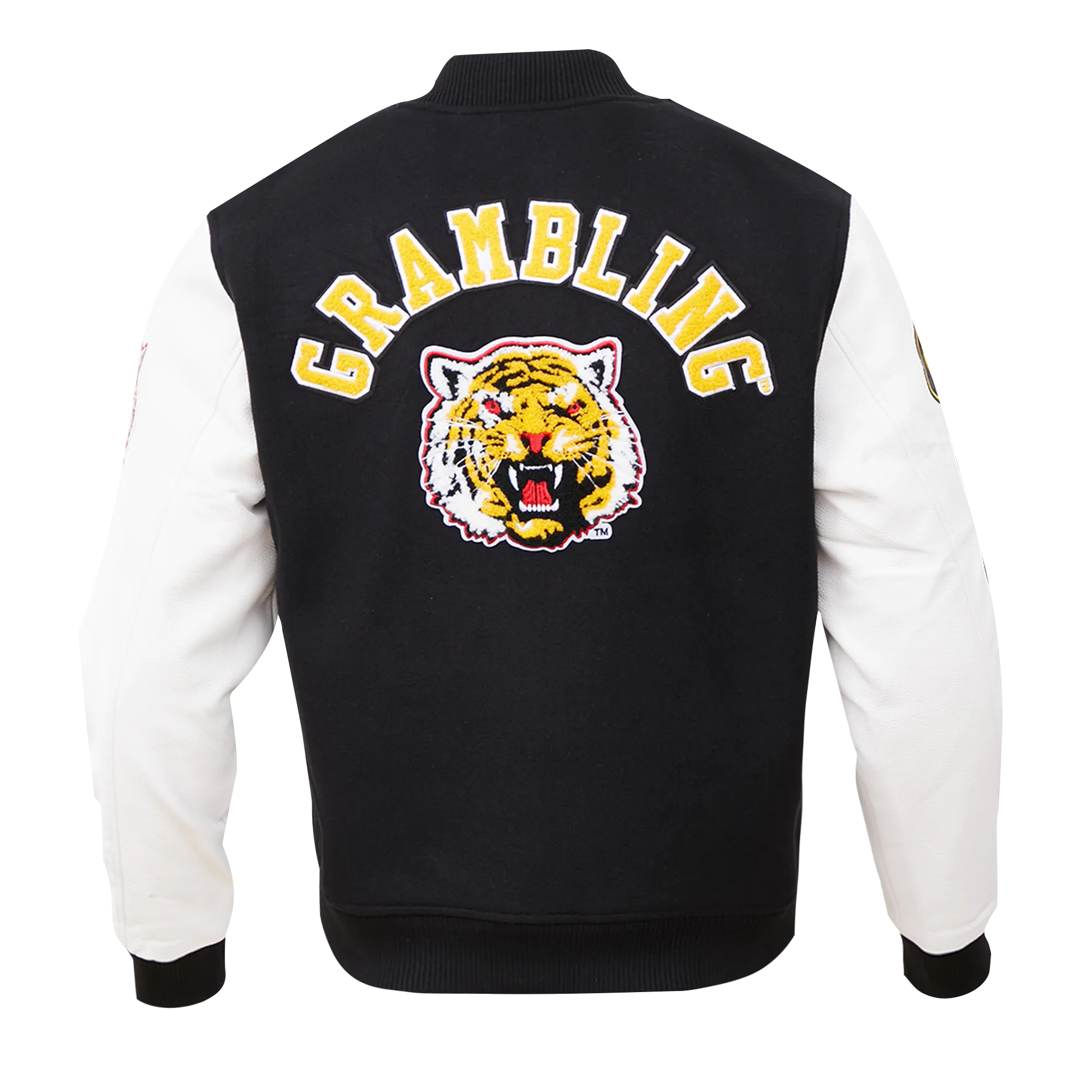 GRAMBLING STATE UNIVERSITY CLASSIC WOOL VARSITY JACKET (BLACK/WHITE)