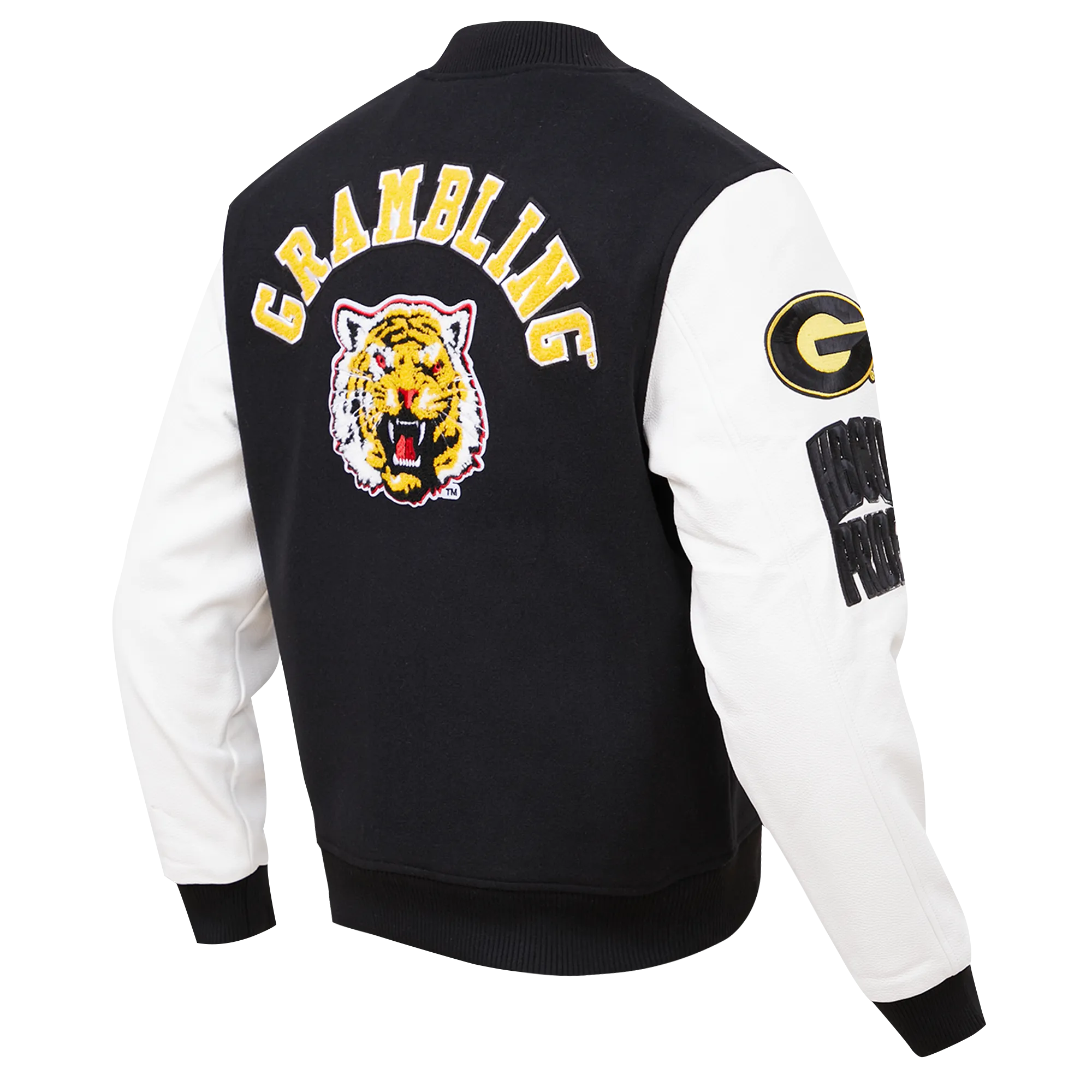 GRAMBLING STATE UNIVERSITY CLASSIC WOOL VARSITY JACKET (BLACK/WHITE)