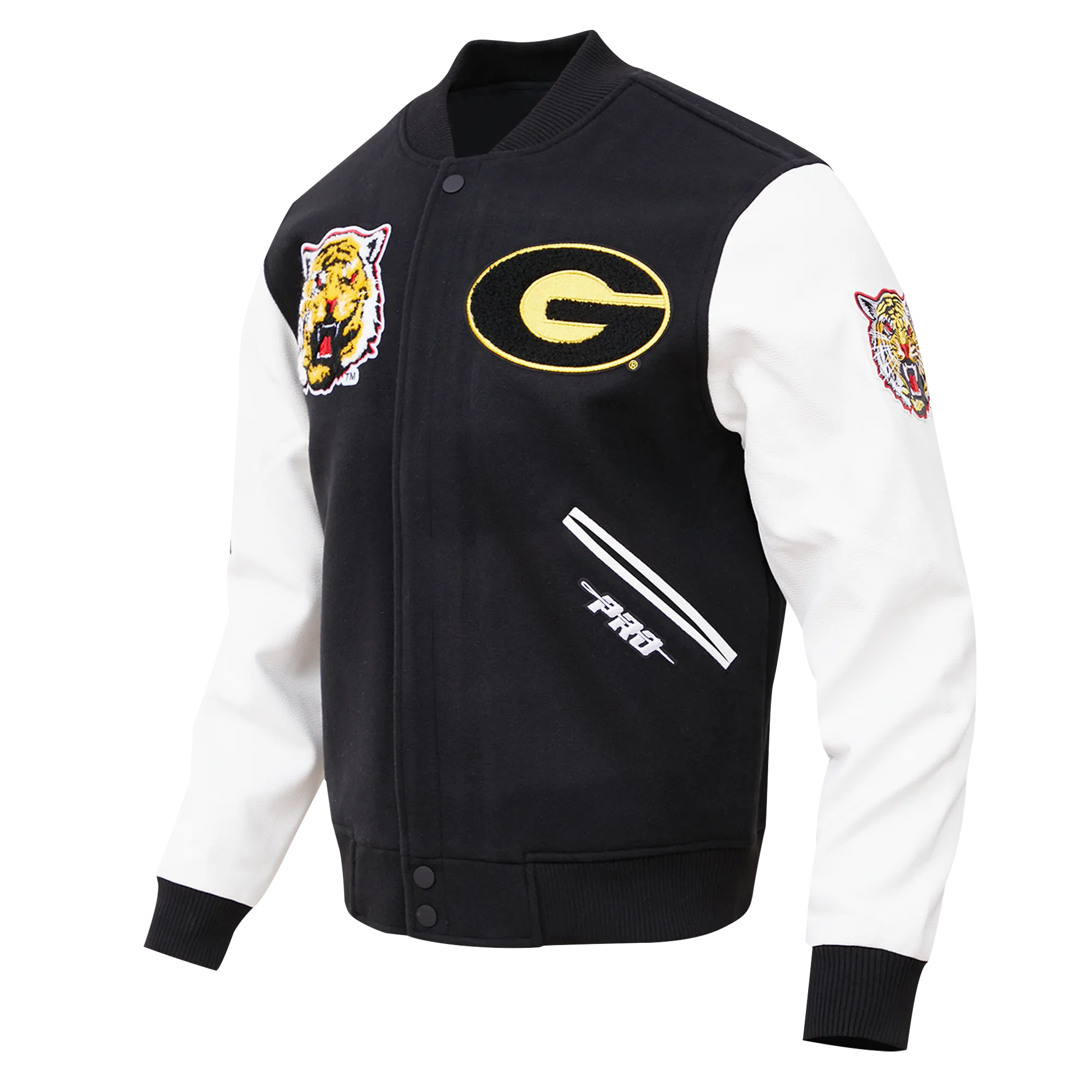 GRAMBLING STATE UNIVERSITY CLASSIC WOOL VARSITY JACKET (BLACK/WHITE)
