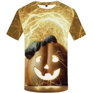 Halloween T shirts Men Psychedelic Shirt Print Pumpkin Tshirts Novelty Fire T-shirts 3d Short Sleeve Fashion Men women Tee