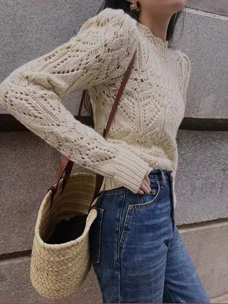 Heavy Work Hollow-out Crochet Knitted Air Conditioning Shirt