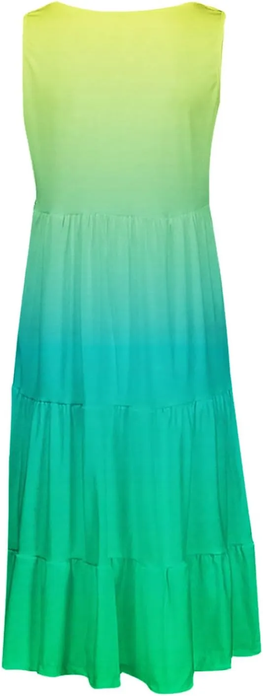 hlysgo Sundresses for Women 2025 Trendy Tie-Dye Print Beach Coverup Peplum Dress Summer Casual Sleeveless Boho Mini Dresses