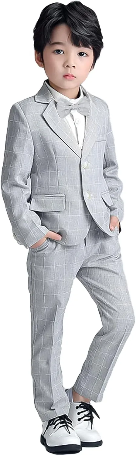 LOLANTA Boys Suit Wedding Ring Bearer Outfit Kids Suit Set, Blazer Pants Bow Tie Dress Clothes Formal Wear