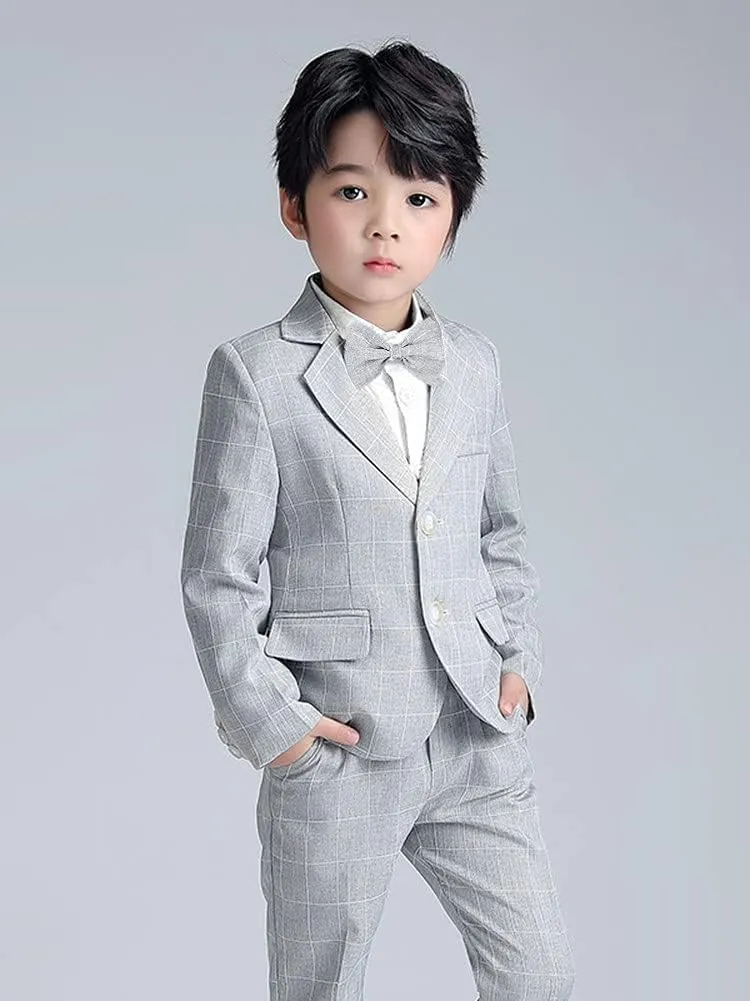 LOLANTA Boys Suit Wedding Ring Bearer Outfit Kids Suit Set, Blazer Pants Bow Tie Dress Clothes Formal Wear