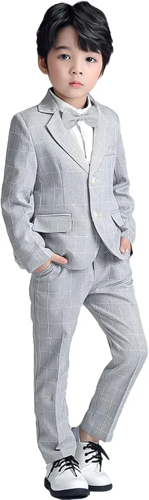 LOLANTA Boys Suit Wedding Ring Bearer Outfit Kids Suit Set, Blazer Pants Bow Tie Dress Clothes Formal Wear